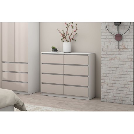 МС "Соната" - Комод №3 1200 - Белый текстурный / Крафт белый / Крафт серый / Кашемир