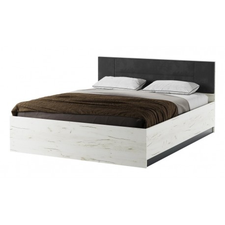 БЕАТРИС Кровать КР1600 с ПМ Крафт белый-GRAFIT