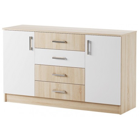 БЕАТРИС Комод К1400 Сонома-Белый глянец