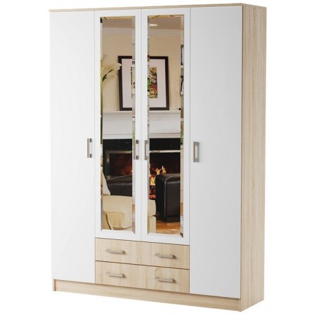 БЕАТРИС Шкаф КВАДРО Сонома-Белый глянец